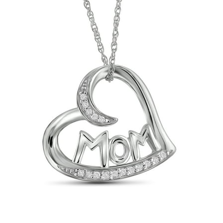 JewelersClub Mom Necklace Sterling Silver Necklace for Women – Beautiful Accent White Diamonds   0.925 Sterling Silver Mother Daughter Necklace – Mothers Day Gifts Necklaces for Women