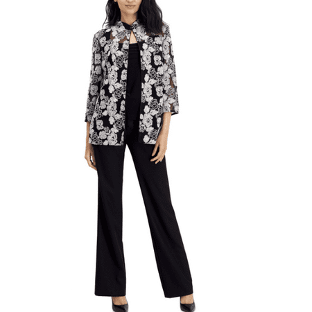 Alex Evenings Women's 3/4-Sleeve Jacket & Tank Set - Black Shell Pink