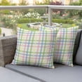 thumbnail image 2 of Outdoor Waterproof Pillow Covers Spring Easter Buffalo Plaid Stripe Decorative Throw Pillow Protectors,Pillowcase Cushion Cases for Patio Sofa Garden Couch,16x16in,Pack of 2, 2 of 14