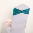 thumbnail image 2 of Efavormart 5 pack Metallic Spandex Chair Sashes With Attached Round Diamond Buckle for Wedding Party Ceremony Reception Decorations - Teal, 2 of 11