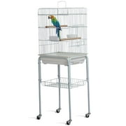 Yaheetech Iron Parrot Bird Cage House Pet w/Wheels White