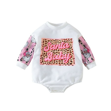 

Cindysus Boys Casual Crew Neck Onesies Baby Xmas Playsuit Buttons Party One Piece Loose Romper Santa Claus 80cm
