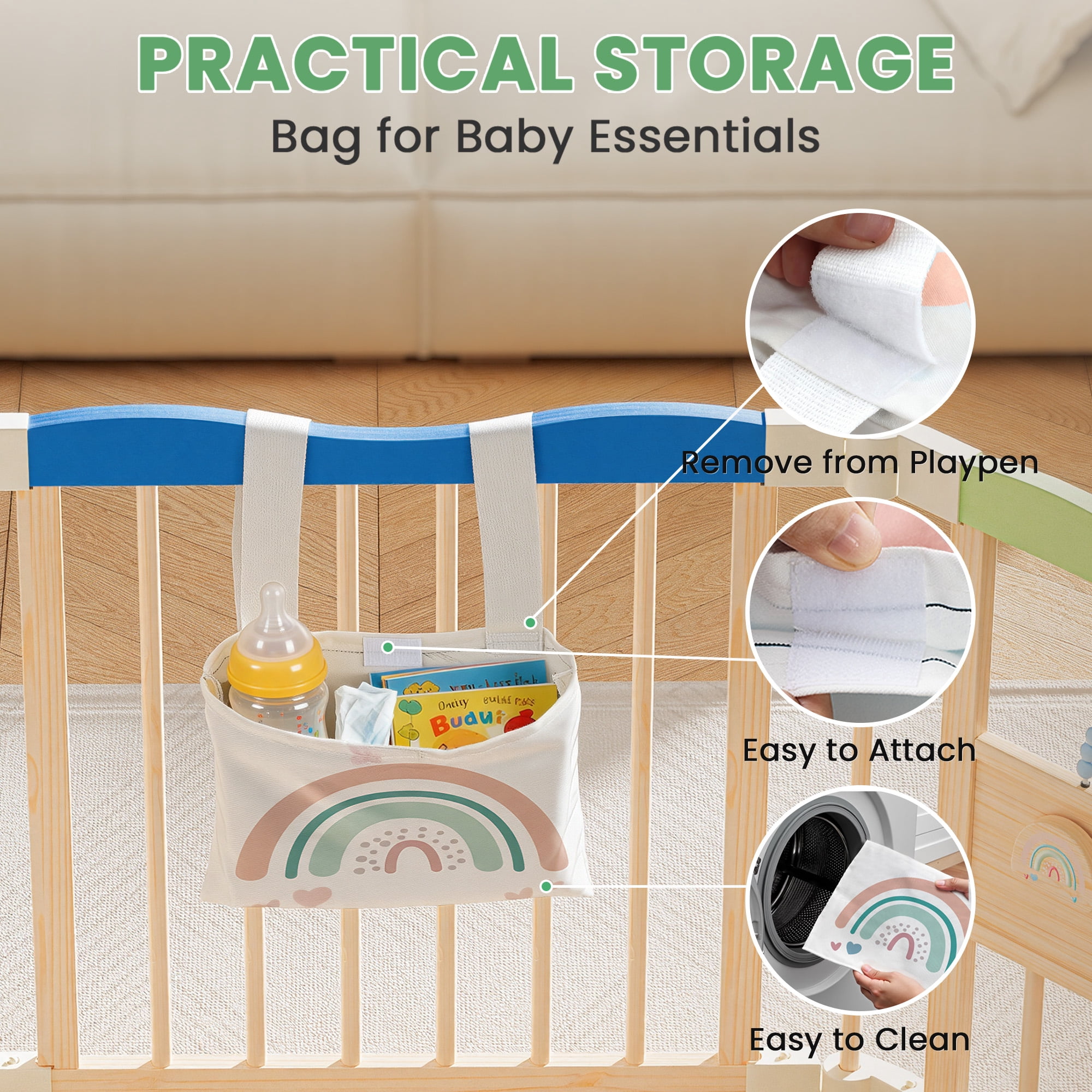 Buballino 8-Panel Baby Safety Fence Set - 100% Solid Pine Wood, 23.2"x23.6" Panels, Freestanding Easy Assembly Play Area Enclosure