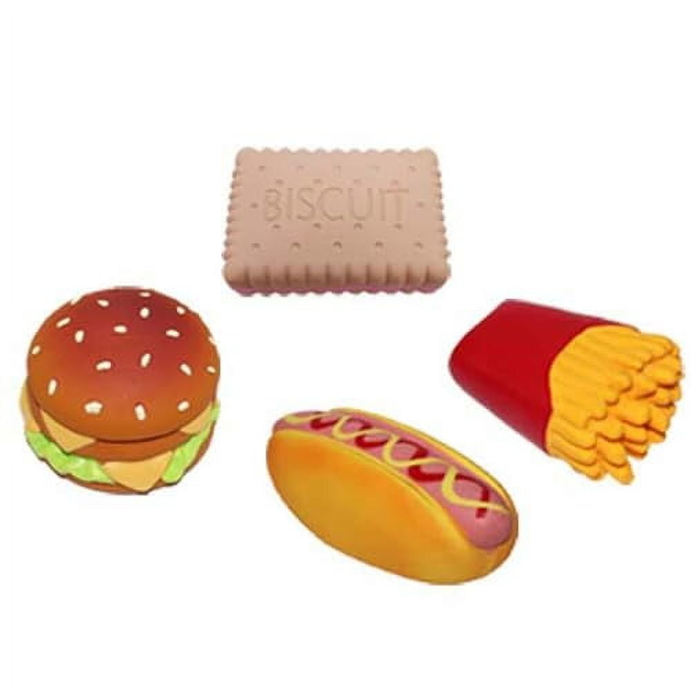 BOSREROY Pet Toy for Teething - Squeaky, Latex, Fun Shapes of Taco & Hamburger Proof Against Bites, Suitable for Puppy Play