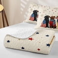 thumbnail image 4 of Homewish Vintage USA Flag Dog Quilt King,4Th Of July Firework Stars King Coverlet Set,Cream,3-Piece, 4 of 7