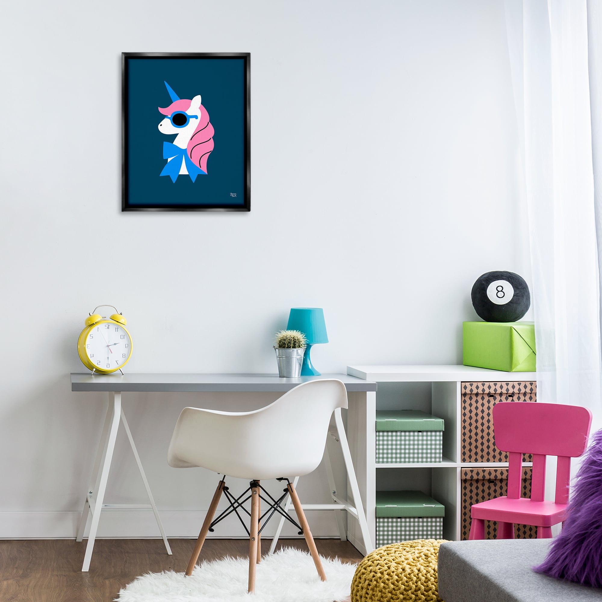 Stupell Industries Stylish Unicorn in Sunglasses Fantasy & Sci-Fi Painting Black Floater Framed Canvas Art Print Wall Art, 17 x 21
