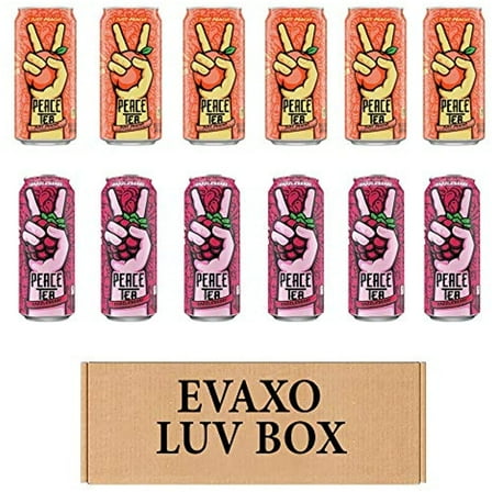 Luv Box- Variety Peace Tea Cans 15.5 Oz. Pack Of 12 , Peace Tea Just Peachy , Peace Tea Razzleberry .#N