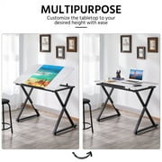 Alden Design Drawing Board with Adjustable Split Top Tabletop, White/Black