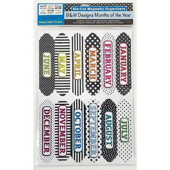 Ashley Magnetic Chalkboard Calendar Months - 12 - Write on/Wipe off - 1 Each - Multicolor | Bundle of 5 Each