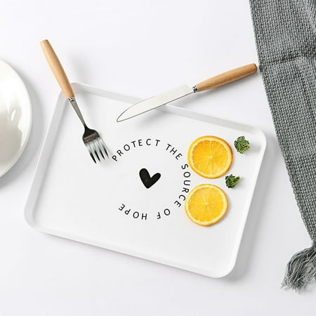 

GROFRY Serving Tray All-purpose Washable Plastic Rectangle Breakfast Fruit Bread Food Dish for Gifts