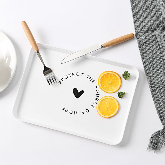 Serving Tray All-purpose Washable Plastic Rectangle Breakfast Fruit Bread Food Dish for Gifts