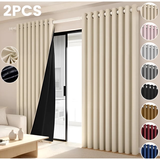 2 Paneles Cortinas Blackout Para Ventana Habitación Modelo Caqui