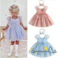 thumbnail image 2 of B930G-Kids Girls Princess Dress Swiss Dot Puff Manga Lazo Flor Niña Vestido En Capas Malla Tul Desfile De Fiesta Con Diadema, 2 of 4