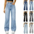 thumbnail image 7 of BLOCLOALO Baggy Pants Denim Pants Woman Wide Leg Jeans High Waisted Baggy Jeans Jean Elastic Waist Stretchy Jean Straight Leg Denim Pants Loose Pants Lounge Pants Palazzo Pants Light Blue Xxl, 7 of 7