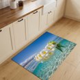 thumbnail image 3 of Entryway Rug 2'x3', Summer Ocean Kitchen Runner Rugs Non-Slip Carpet Mats, Tropical Floral Leaves Coastal Water Ripples Bedside Rugs Runners Washable Floor Carpet for Bathroom Laundry Room, 3 of 8