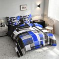 thumbnail image 2 of Manfei Abstract Geometric Full Size Bedding Sets, Watercolor Artwork Full Size Bed in a Bag, Blue, Black and White, Black Reversible 7 Pieces, 2 of 6