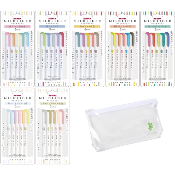 Set de rotuladores iluminadores ZEBRA MILDLINER, 35 colores, paquete de 7