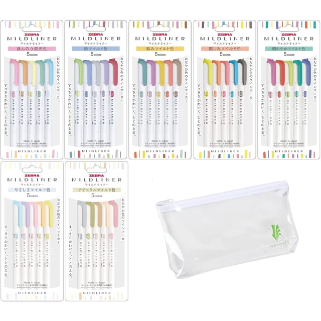 Set de rotuladores iluminadores ZEBRA MILDLINER, 35 colores, paquete de 7