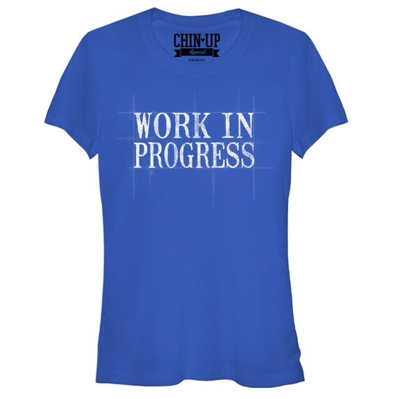 Junior's CHIN UP Work in Progress  Graphic Tee Royal 2X Large