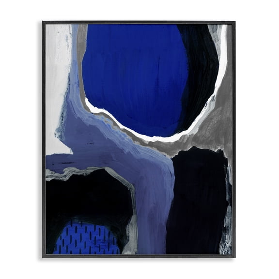 Stupell Industries Transitional Abstract Cobalt Blue Design Black Framed Giclee Art, 11 x 14, by Studio W