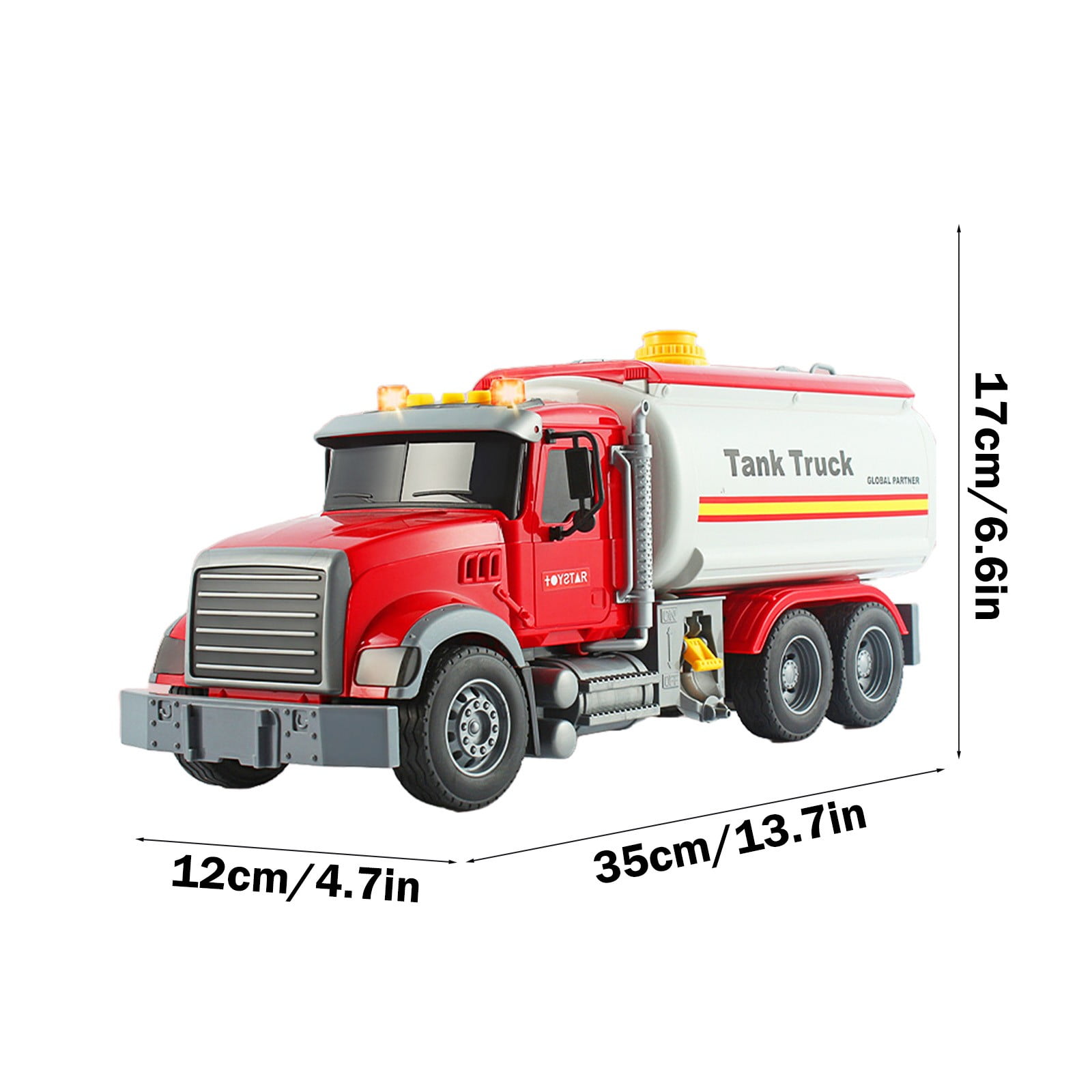 Fire Engine Water Spray Toy - 14in Inertia-Powered Vehicle w/Realistic Sounds & Squirt Function, BPA-Free ABS Construction for Ages 3+ Red