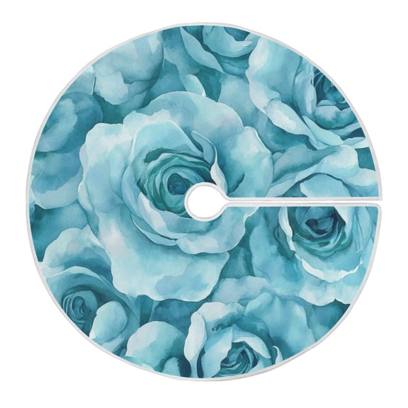 Christmas Tree Skirt 47.2x47.2in Christmas Tree Decoration Family Christmas Decoration Indoor Decoration Home Decor Turquoise Roses Seamless