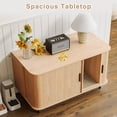 thumbnail image 6 of Multi-Functional Hidden Cat Litter Box Enclosure Furniture, Akaber Cat Washroom with Cat Scratch Pad, Tambour Sliding Door, Indoor Cat House for Living Room, Natural, 6 of 9
