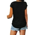 thumbnail image 3 of Uhndy Women Zipper V Neck Tops Summer Casual Short Sleeve T Shirt Blouses, 3 of 3