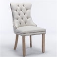 thumbnail image 3 of Modern Tufted Linen Upholstered Dining Chairs with Nailhead Trim, Set of 2, Beige, 3 of 10