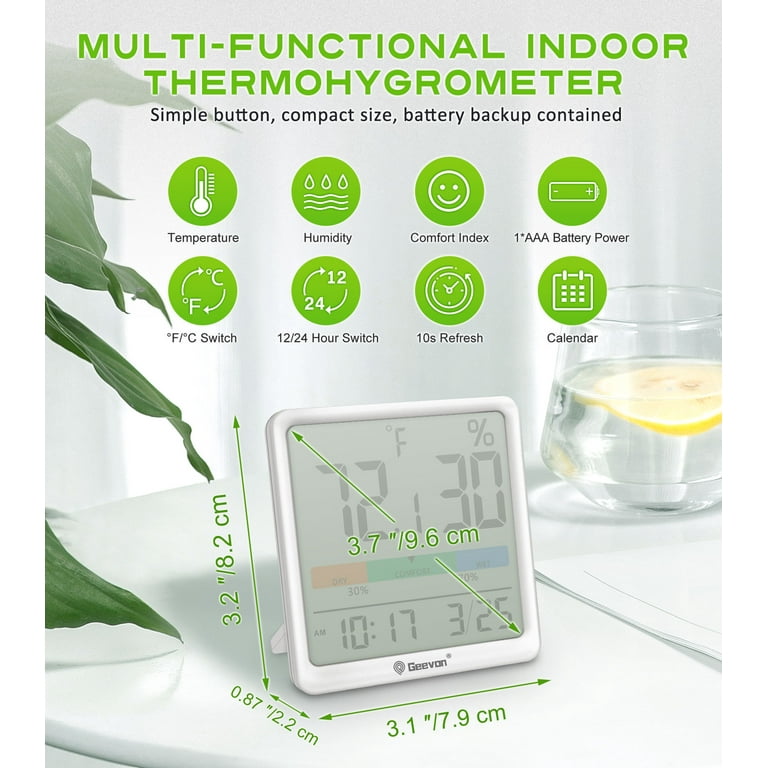 Geevon Digital Thermometer Hygrometer, White photo 2