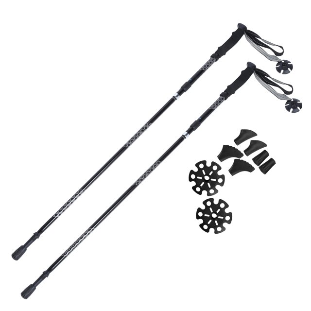 Bâtons de Marche Télescopiques, 1 Paire 130cm Pliable, Verrou Intérieur Noir pour Randonnée Marche Alpinisme