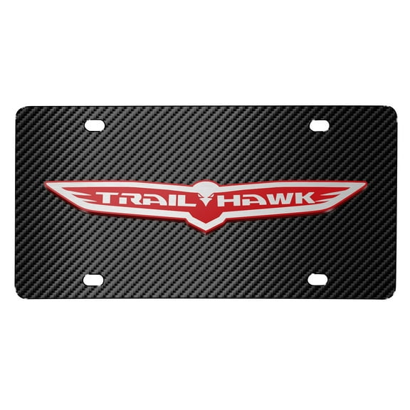 Jeep Trailhawk 3D Logo Black Carbon Fiber Patten Stainless Steel License Plate