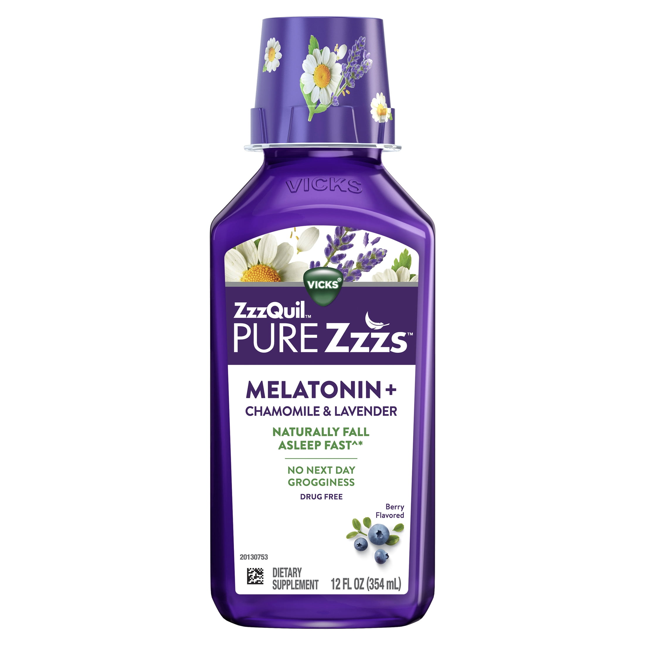 ZzzQuil PURE Zzzs Melatonin Sleep Aid Liquid, Melatonin 2mg for Sleep Support, 12 Fl oz