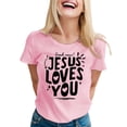thumbnail image 3 of T-Shirt Décontracté Imprimé Col Rond Manches Courtes pour Femmes pour un Usage Quotidien Hauts à la Mode pour Femmes, 3 of 3