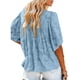 thumbnail image 3 of Sunloudy Blusa informal para mujer, cuello en V, manga acampanada, textura de flores, botones, camisa suelta con volantes para damas Sunloudy  S M L XL XXL, 3 of 6