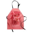 thumbnail image 1 of Chinese New Year Apron Flower with a Celebration Phrase in Pink Shades Asian Tradition, Unisex Kitchen Bib Apron with Adjustable Neck for Cooking Baking Gardening, Coral and Dark Coral, by Ambesonne, 1 of 3
