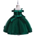 thumbnail image 5 of Girls Spaghetti Strap Dress, Thin Strap Flower Girl Dress with Floral Print, Elegant Tulle Party Gown for Wedding, Birthday and Special Occasions, Age 3-12 Years Blackish Green 110, 5 of 8