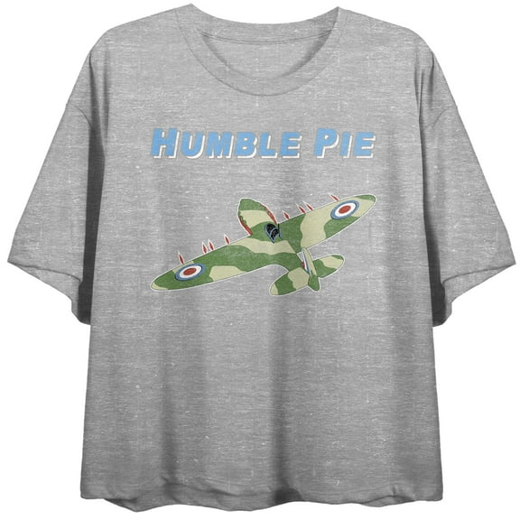 Humble Pie 1980 Tour Art Women's Heather Gray Short Sleeve Crop Tee-Small