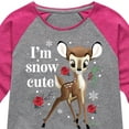 thumbnail image 3 of Disney Bambi - Christmas - I'm Snow Cute Roses - Toddler & Youth Girls Raglan Graphic T-Shirt, 3 of 5