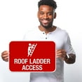 thumbnail image 2 of Roof Ladder Access with Man Climbing Picture Sign, 12x18 Reflective Aluminum EGP, 2 of 7