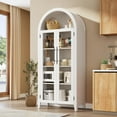 thumbnail image 3 of 63"H Wood Arched Cabinet, Kitchen Pantry Cabinet with Glass Door, Modern Farmhouse Arched Bookcase with Adjustable Shelves for Dining Room and Living Room, Assembly Required, 3 of 7