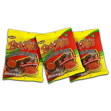 Jovy Enchilokas Watermelon Flavor & Tamarind Covered Gummies with Chilli | Mexican Candy, Chilli - Covered Snacks Pack of 3 6oz each