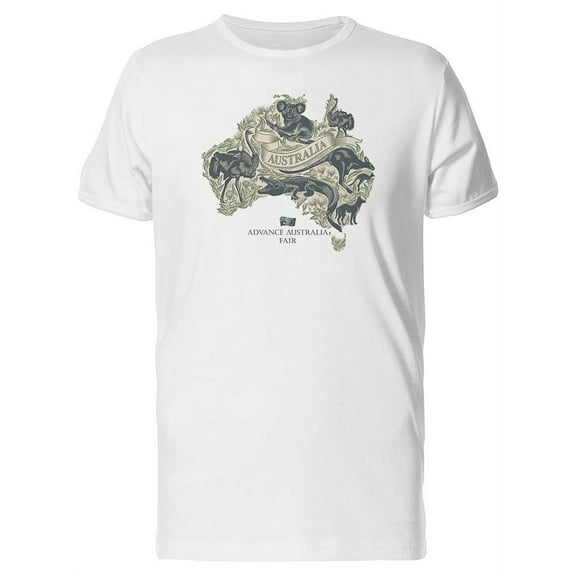Animals From Australia Map T-Shirt Men -Image by Shutterstock, Male x-Large