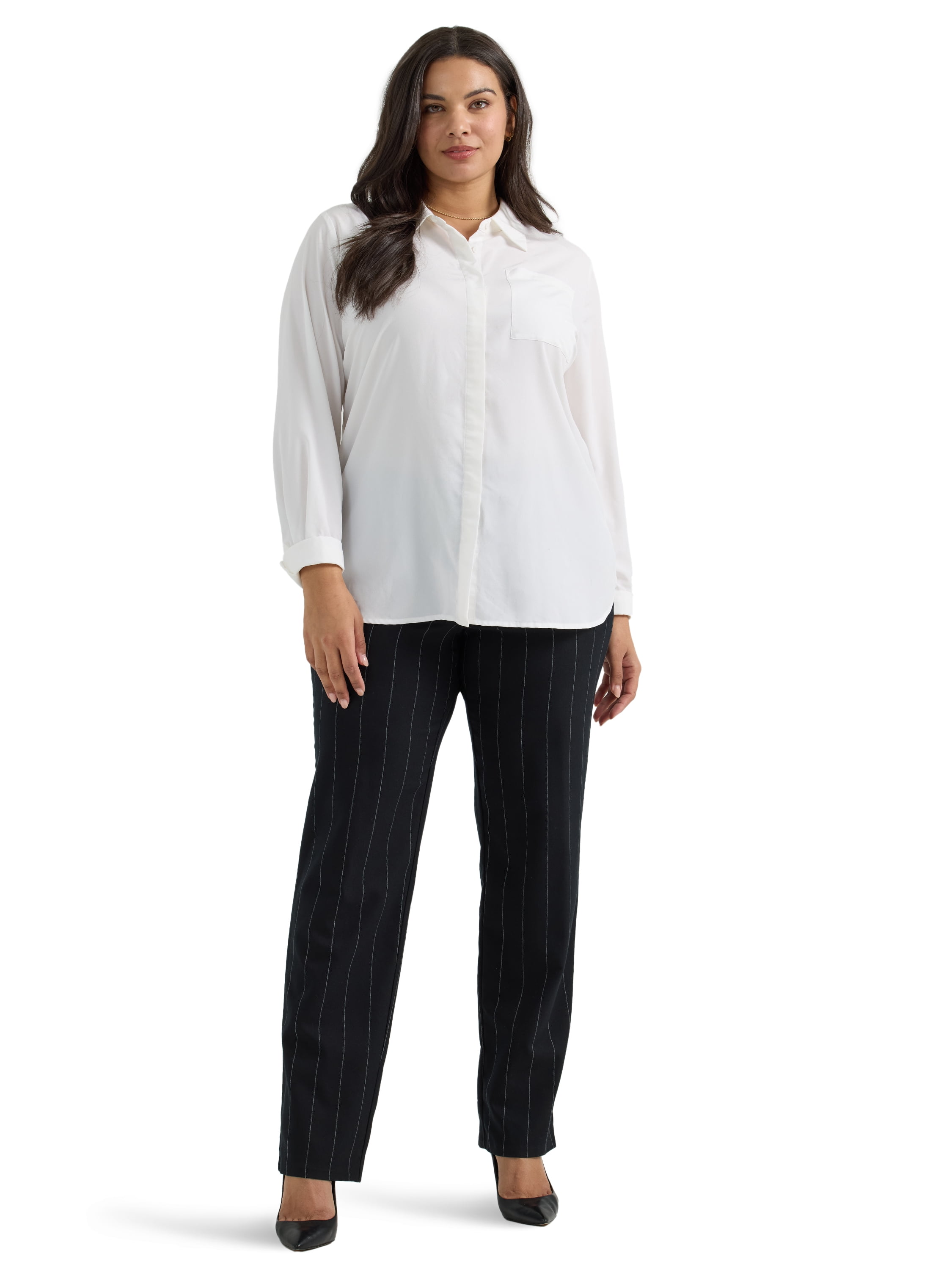 Lee Women's Plus Wrinkle Free Relaxed Fit Straight Leg Pant, Sizes 14-30