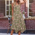 thumbnail image 4 of Ovzne Robes pour Femmes Robe de Plage Robe Imprimée Sans Manches avec Poche Ourlet Irrégulier Col Rond Robe de Vacances Imprimée Liquidation, 4 of 5