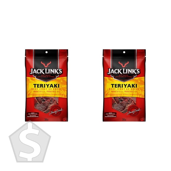 Jack Link's Jerky de Bœuf Teriyaki, Sacs de 300 g (Lot de 2), 600 g au Total