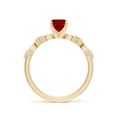 thumbnail image 2 of ANGARA Cushion Rectangular Lab Grown Ruby Engagement Ring with Marquise Motifs for Women in 14K Yellow Gold (Size-7x5mm) | July Birthstone, Anniversary, Jewelry Gift for Women | Lab-Grown Ruby Ring, 2 of 7