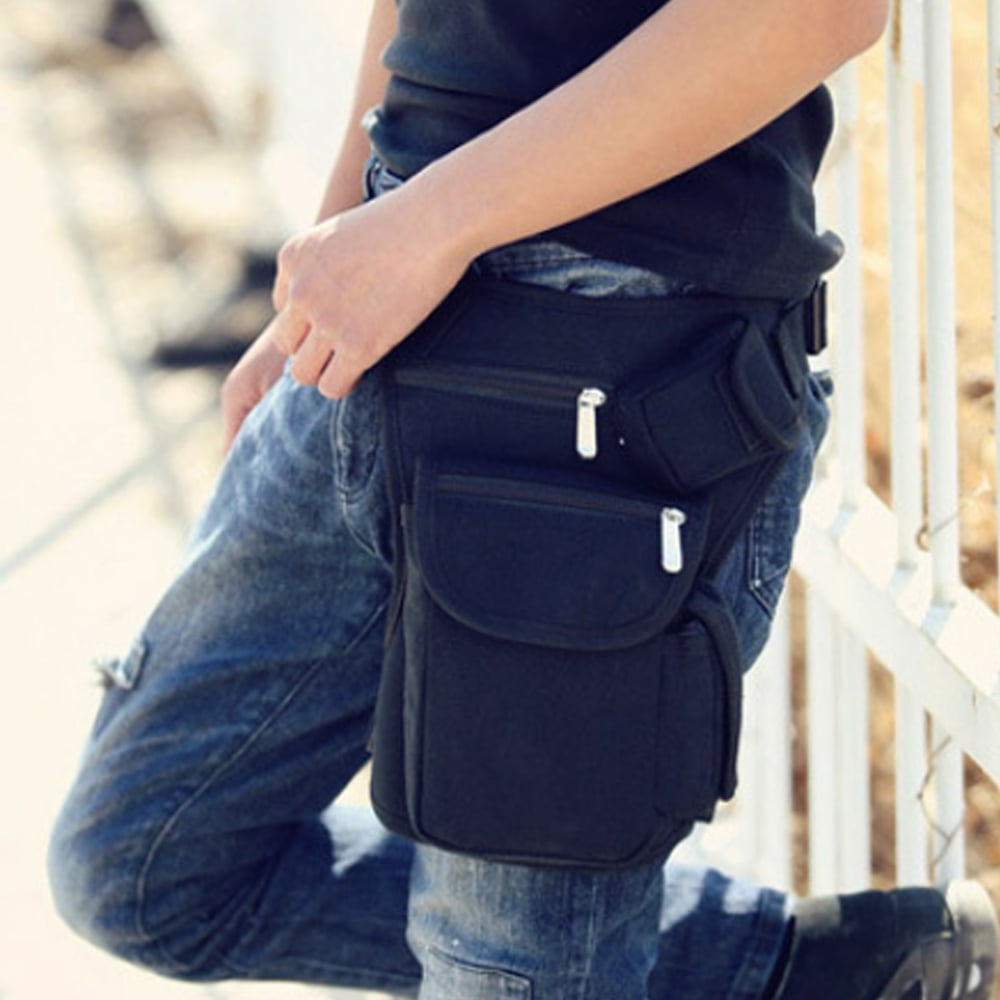 Black Drop Leg Bag Waist Belt Pack Waterproof Outdoor Hip Storage Pouch Travel 