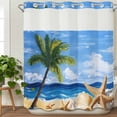 thumbnail image 3 of Summer Palm Tree No Hook Shower Curtain Waterproof, Bathroom Curtains with Snap in Liners and See Through Top Window, Beach Ocean Coastal Starfish Shells Hotel Style Bathtub Curtains Shower 72"Wx78"L, 3 of 8