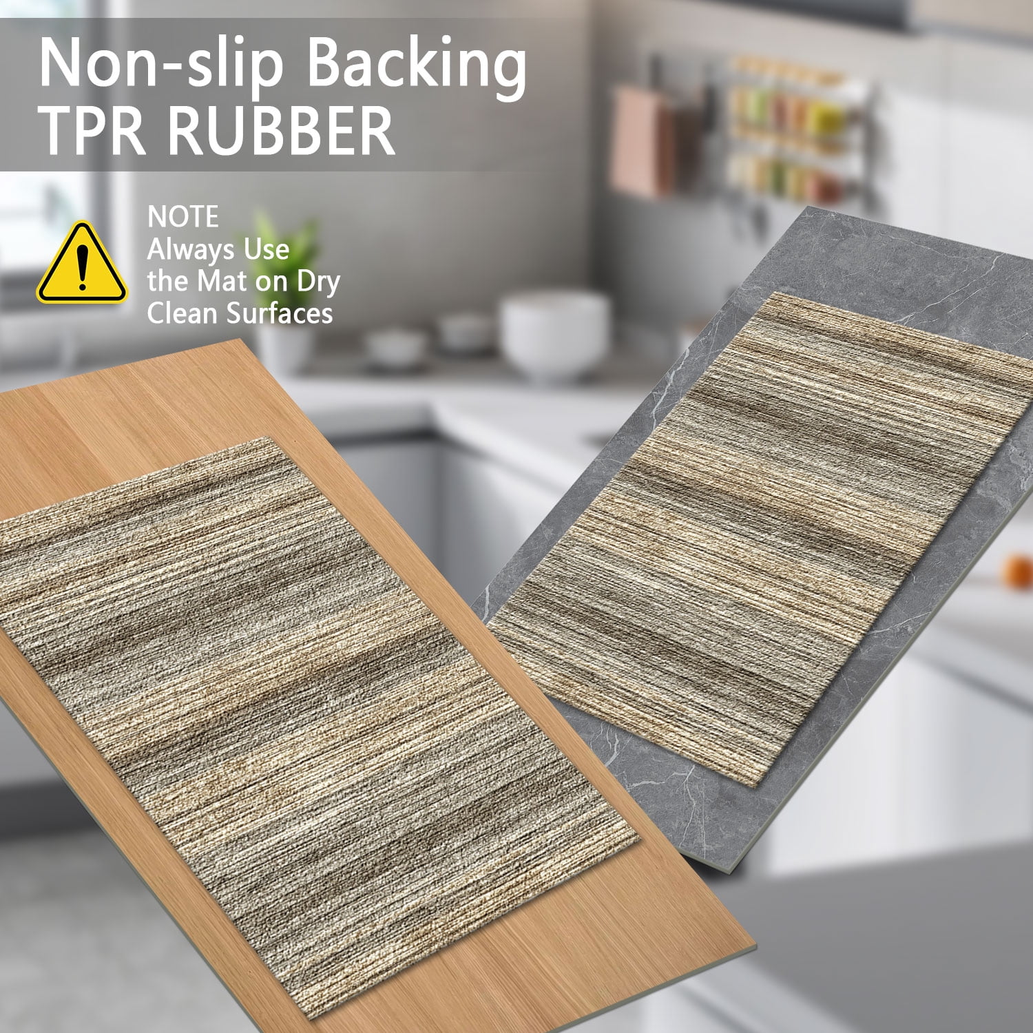 3 Piece Kitchen Rug Set, Non-Slip And Washable, Abstract Pattern Kitchen Hallway Rug, Soft And Comfortable, Suitable For Sinks, Floors, Entrances, Hallways and Bathrooms